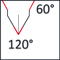 Spitze 120°, Stufensenkung 60°