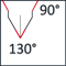 Spitze 130°, Stufensenkung 90°