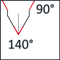 Spitze 140°, Stufensenkung 90°